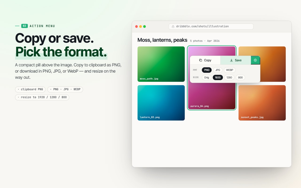 HoldPick action menu