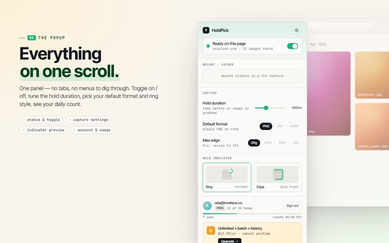 HoldPick batch select